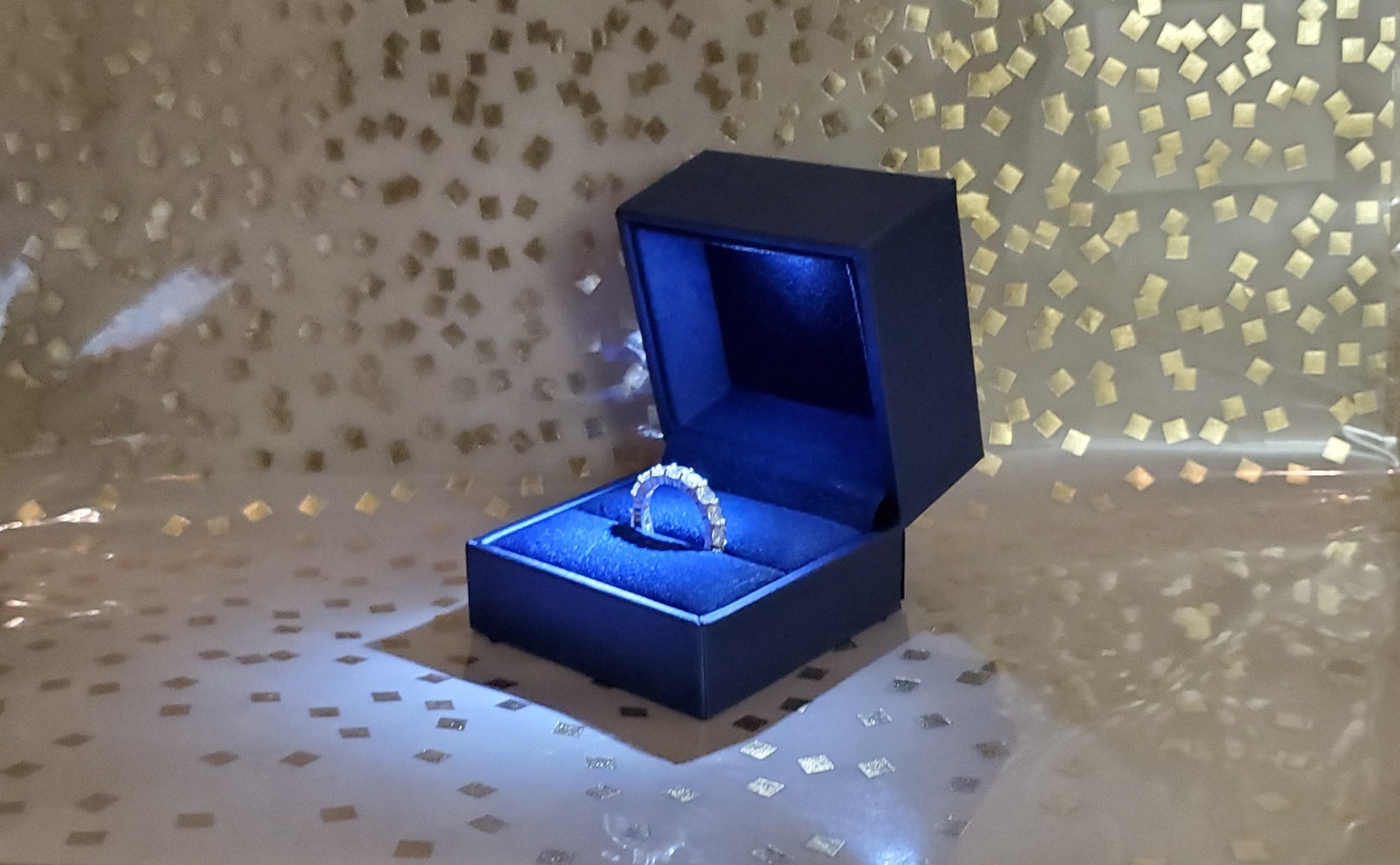 Royal Blue Lighted LED Engagement Ring Box / Illuminated Ring Etsy