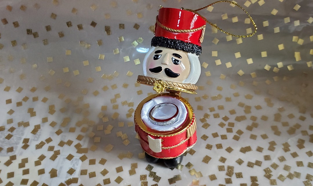 Nutcracker Hinged Christmas Ring Ornament Hanging Unique Fancy