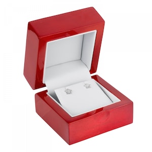 Genuine wood stud earrings gift box MAHOGANY / CHERRYWOOD Earrings Necklace Pendant Box With Leather Interior keepsake display presentation