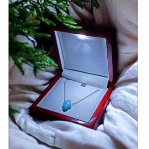 LED Lighted Genuine wood Necklace gift box  CHERRYWOOD long earrings Pendant Box keepsake presentation case