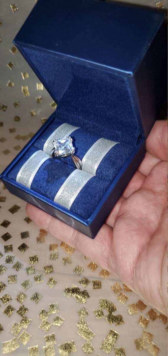 Royal Blue Lighted LED Engagement Ring Box Illuminated Ring Case