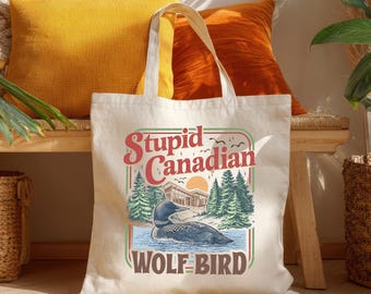 Stupid Canadian Wolf Bird Tote Bag, Heated Rivalry Inspired Connor Ilya Gift, Hollander Rozanov Merch, Hockey Team Bookish Bags