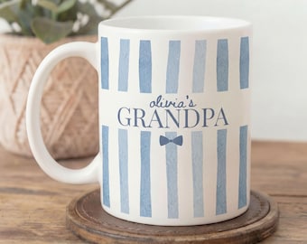 Tazza personalizzata per il nonno con i nomi dei nipoti, nuova tazza da caffè a righe per il nonno, regalo per il futuro nonno, nonno, regalo retrò per la festa del papà