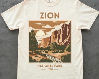 Comfort Colors Zion National Park Shirt, Vintage Style Utah TShirt, Retro Outdoor Lover Tee, Gift for Hikers, Gifts for Travellers