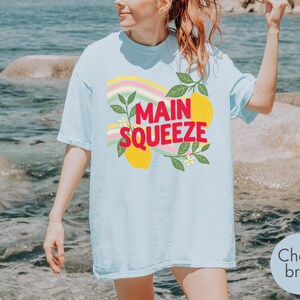 Comfort Colors Retro Main Squeeze TShirt, Cute Lemon Summer Graphic Tee, Vintage 70s Style T Shirt, Trendy Summer Fruit Boho Style Gift image 4