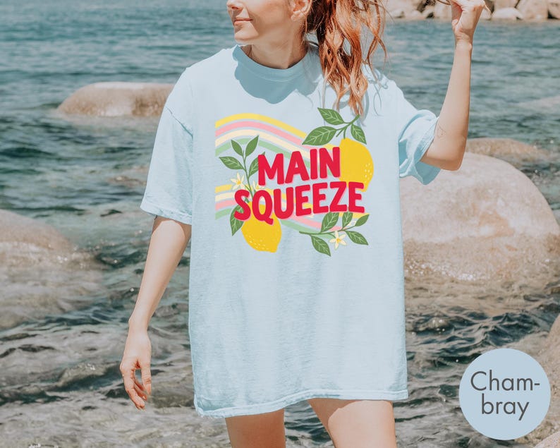 Comfort Colors Retro Main Squeeze TShirt, Cute Lemon Summer Graphic Tee, Vintage 70s Style T Shirt, Trendy Summer Fruit Boho Style Gift image 4
