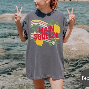 Comfort Colors Retro Main Squeeze TShirt, Cute Lemon Summer Graphic Tee, Vintage 70s Style T Shirt, Trendy Summer Fruit Boho Style Gift image 6