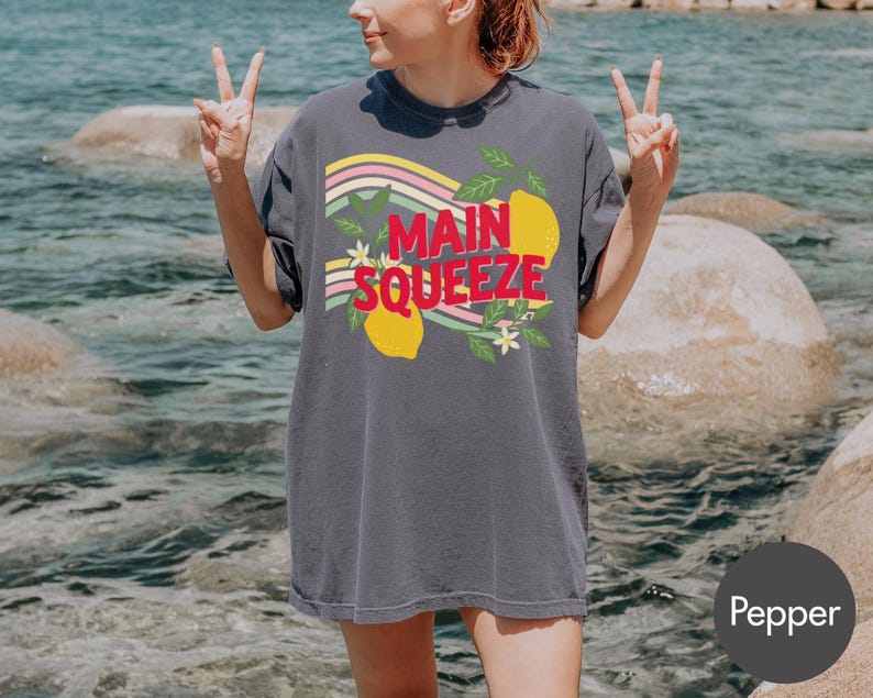 Comfort Colors Retro Main Squeeze TShirt, Cute Lemon Summer Graphic Tee, Vintage 70s Style T Shirt, Trendy Summer Fruit Boho Style Gift image 6