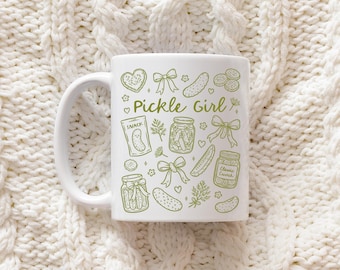 Pickle Girl Tasse, Pickle Princess Kaffeetasse im Retro-Stil, süßes Geschenk für Pickle-Liebhaber, lustige Geschenke für Snack-Liebhaber, lustige Schwangerschafts-Craving-Becher