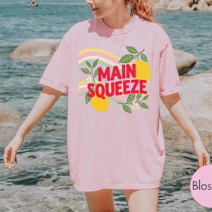 Comfort Colors Retro Main Squeeze TShirt, Cute Lemon Summer Graphic Tee, Vintage 70s Style T Shirt, Trendy Summer Fruit Boho Style Gift image 5