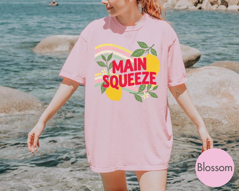 Comfort Colors Retro Main Squeeze TShirt, Cute Lemon Summer Graphic Tee, Vintage 70s Style T Shirt, Trendy Summer Fruit Boho Style Gift image 5