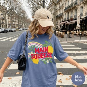 Comfort Colors Retro Main Squeeze TShirt, Cute Lemon Summer Graphic Tee, Vintage 70s Style T Shirt, Trendy Summer Fruit Boho Style Gift image 7