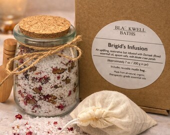 Brigid’s Infusion – Rose Bath Infusion with Epsom Salts, Ritual Soak, Floral Gift