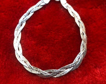 Vintage Dainty 925 Sterling Silver Italian Braided Herringbone