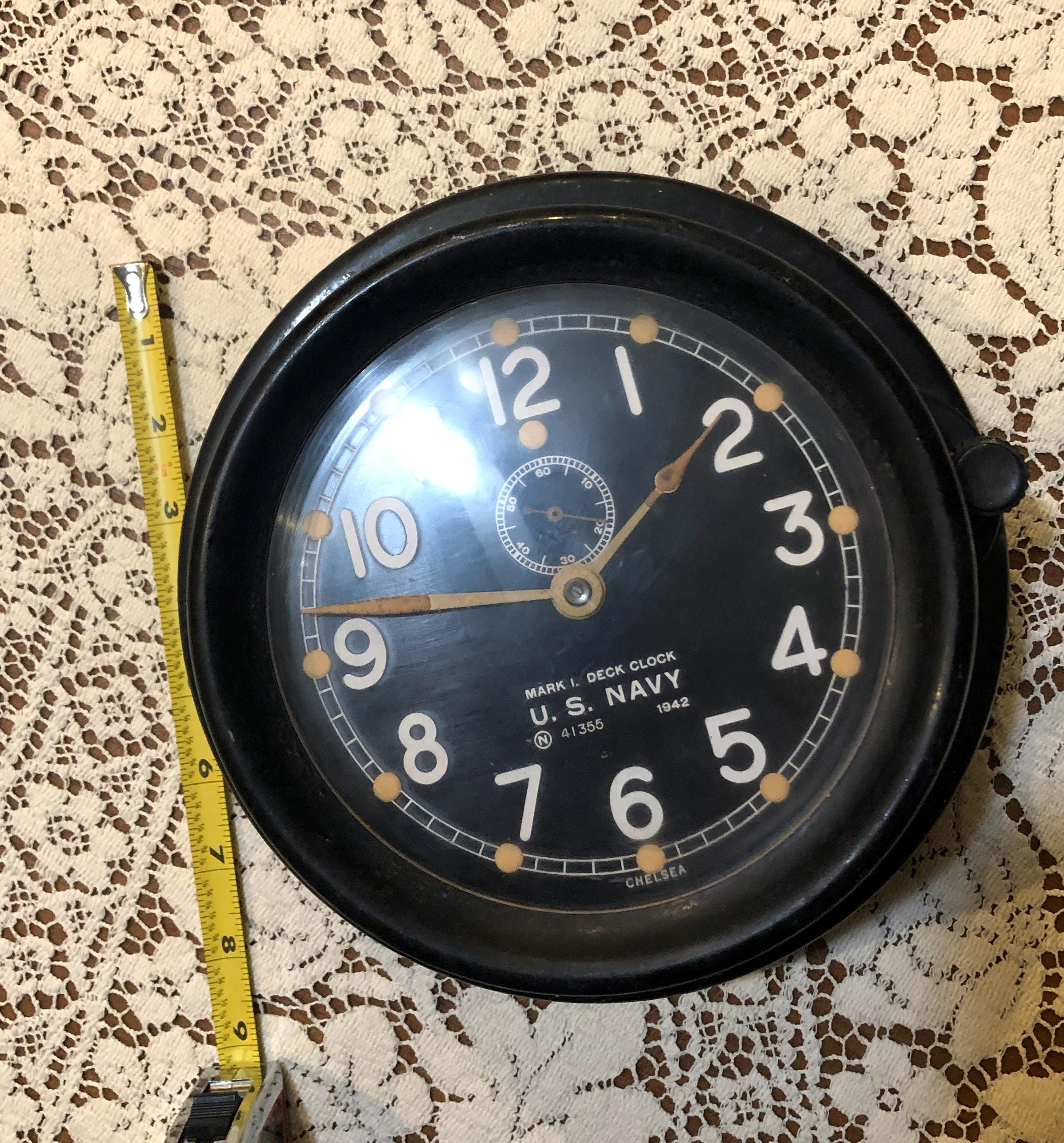 Vintage WWII 1942 Chelsea U.S. Navy Mark I Maritime Deck Clock No