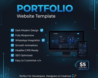 Dunkle Moderne Portfolio Website Vorlage | Responsives Webdesign