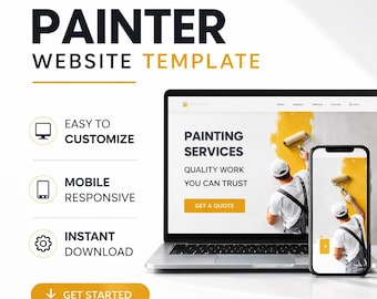 Painter Website Template for Painting Business | Customizable Contractor Web Design (Digital Download)