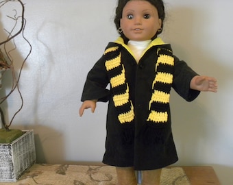 Schwarz und Gelb Robe mit Schal für 18"Puppen