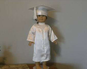 White Graduation Cap and Gown designed to fit 18" dolls