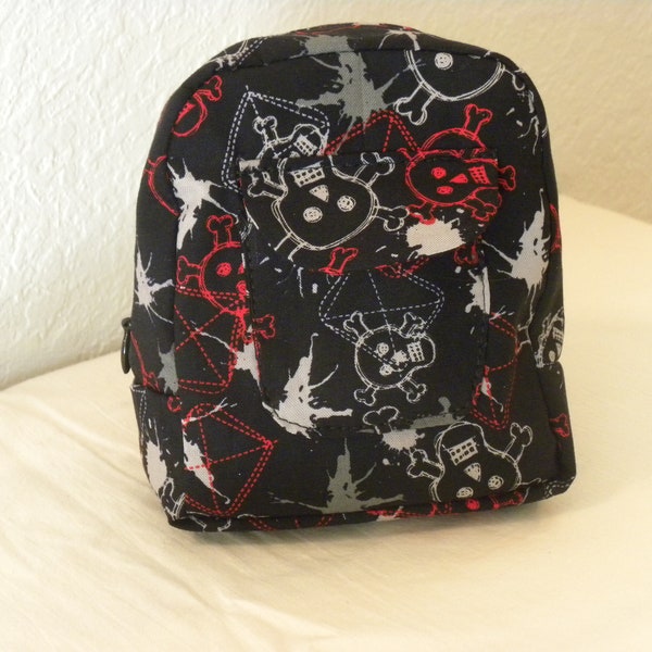 Backpack with skull print designed for 18" dolls