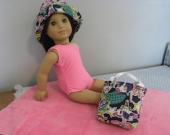 Rosa Badeanzug und Accessoires für 18 "Puppen