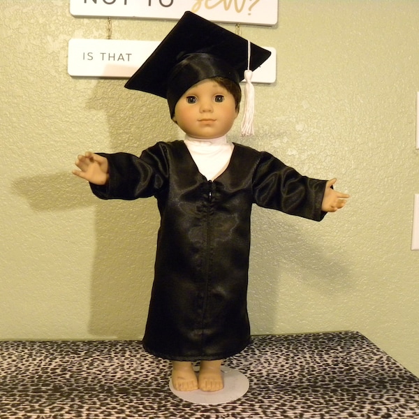 Black Graduation Cap and Gown created for 18" dolls such as American Girl