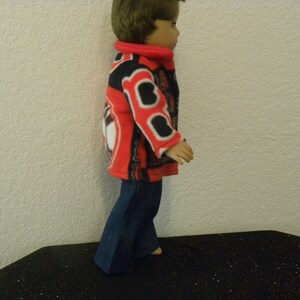 Boston Red Sox fleece jacket and blue jeans created for 18 dolls image 4