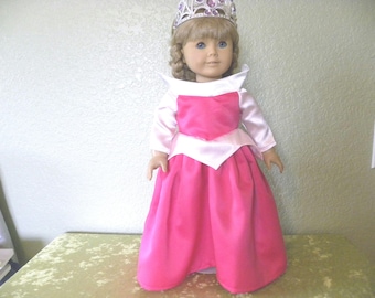 Rosa und weißes Dornröschen Look Ägleichen Kleid mit Tiara für 18 "Puppen