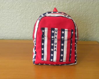 USA Red Backpack designed for 18" dolls