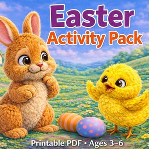 Digital Downloads | Ages 3-6 | 42 Pages Easter Coloring Book for Kids | Activity worksheet | Preschool