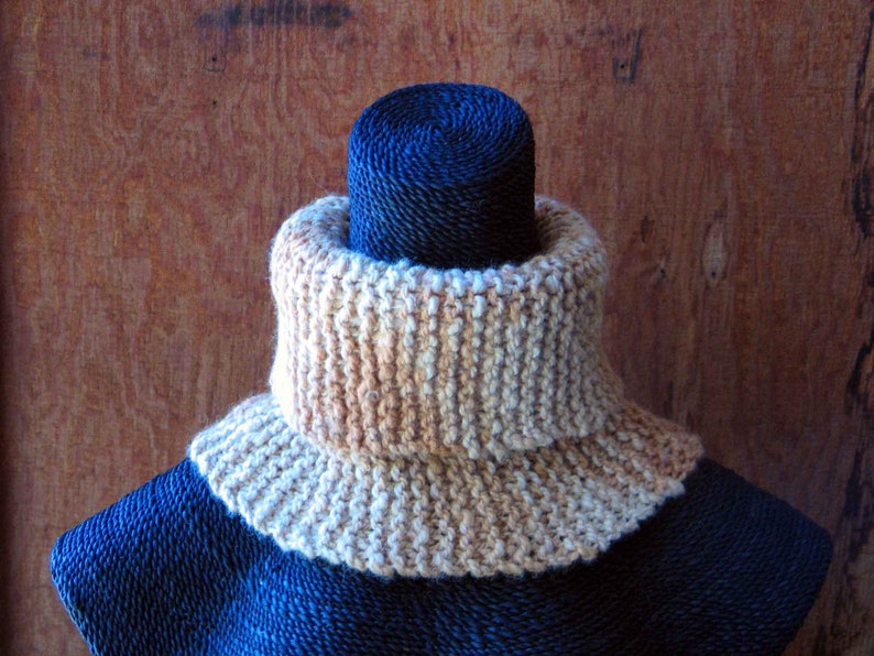 Cowl, Wearable Sustainable Art Accessory, Organic Cormo Wool, Wildcrafted and Organic Naturally Dyed, Knit, handmade image 4