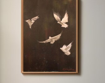 Vintage Dove Printable Art | Soft Neutral Bird Wall Decor | Peaceful Artwork