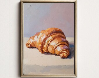 Croissant Oil Painting Printable Kitchen Wall Art