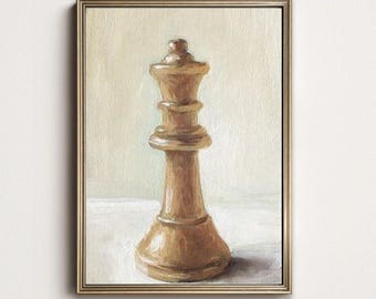 Chess Piece Oil Painting Printable Wall Art