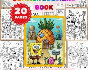 Ocean Cartoon Coloring Pages, Kids Underwater Activity (Instant Download)