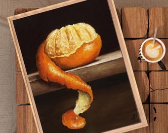 Orange Still Life Oil Painting Printable Kitchen Wall Art