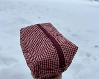 Hand Sewn Quilted Box Bag, Patchwork Travel Coquette Bag