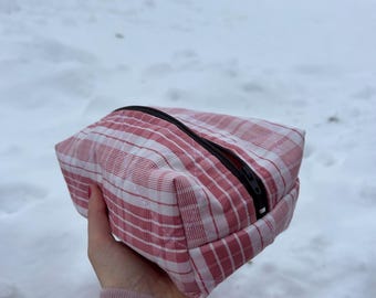 Hand Sewn Quilted Box Bag, Patchwork Coquette Travel Bag
