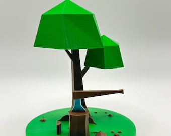 Runescape Woodcutting 99 Display | OSRS Woodcutting Skill Desk Decor | 3D Printed Rune Axe Log