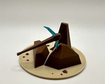 Runescape Mining 99 Display | OSRS Desk Decor | Rune Pickaxe Collectible | Old School Runescape Shelf Decoration