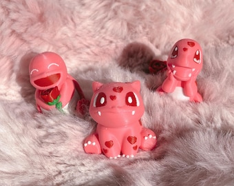 Valentine’s Pokemon Fan Art Mini’s | 3D Printed Starters Monster Figurines Gift Squirtle Bulbasaur Charmander