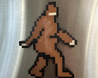 Bigfoot Fridge Magnet | Sasquatch Yeti | Retro Video Game | Cryptid Gift for Gamers