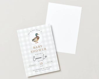 Mallard Duck Baby Shower Invitation | Editable Canva Baby Shower Invite | Classic Duck Theme | Boy Baby Shower | Instant Download