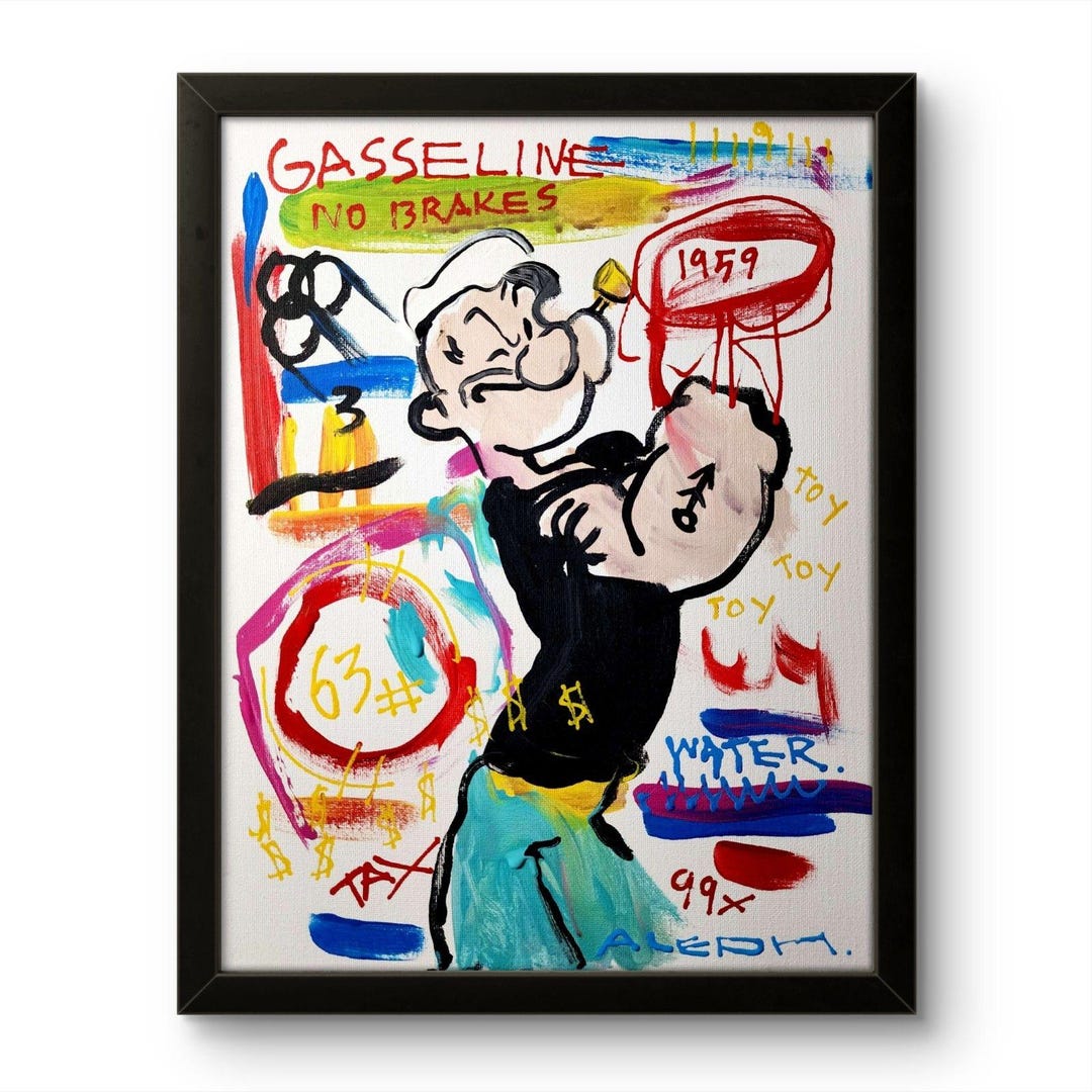 Aleph Original Art Popeye 14x11 Colorful Neo Expressionist Original ...
