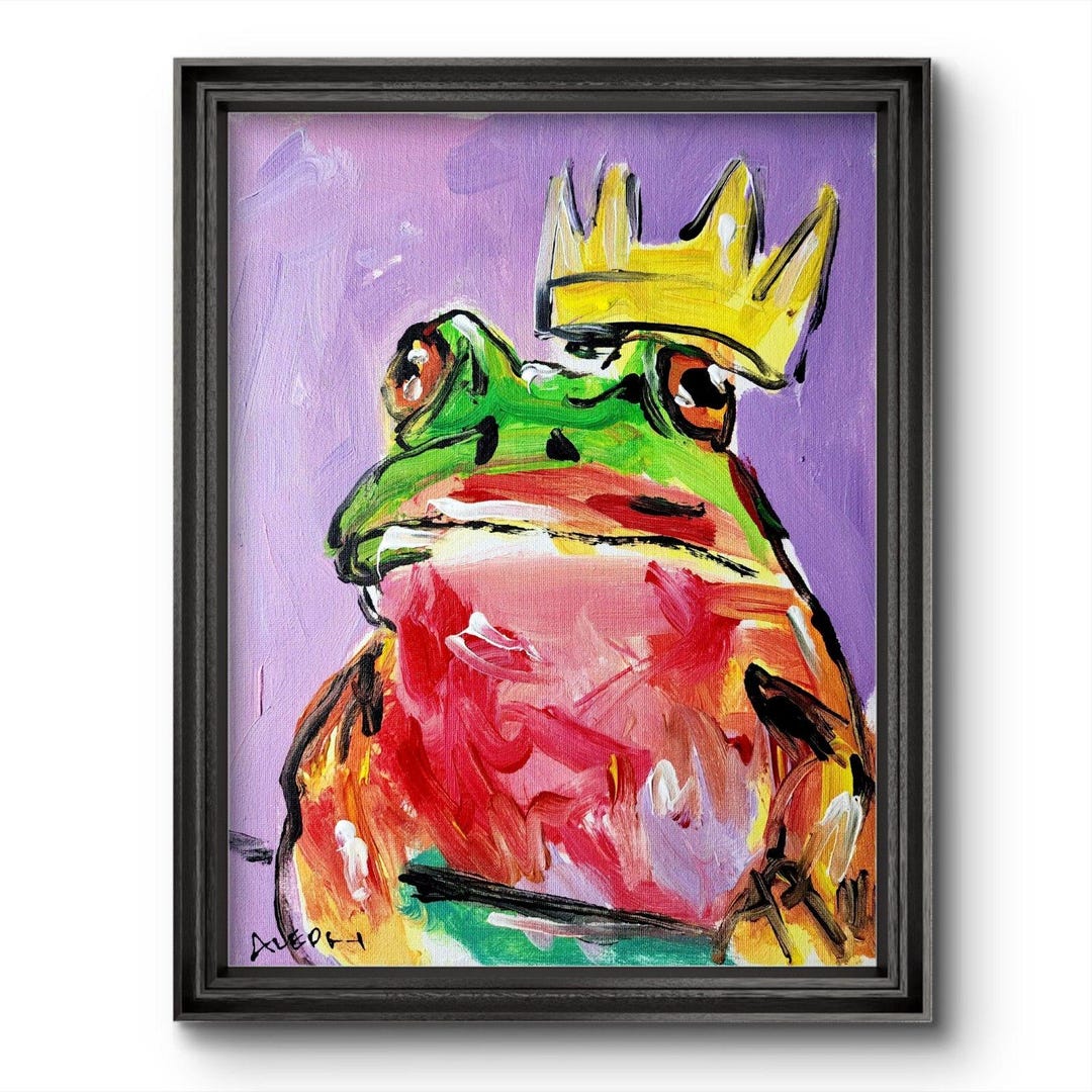 Aleph Original Art Frog 14x11 Colorful Modern Art Acrylic Painting on ...