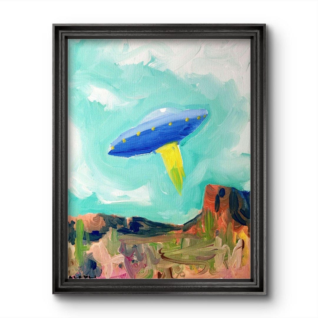 Aleph Hand Painted Ufo Alien 14x11 Abstract Impressionist Wall Art ...