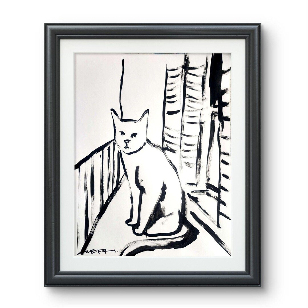Aleph Original Cat 14x11 Expressionism Acrylic Abstract Gallery Paper ...
