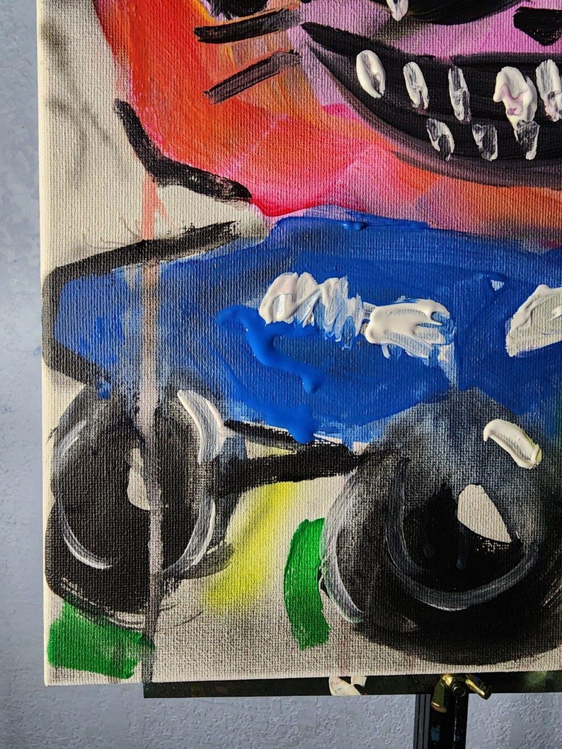 Arte original Cat Power 14x11 Pintura de arte abstracto de grafiti estilo Basquiat imagen 3