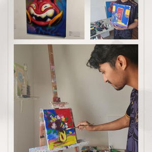 Arte original Cat Power 14x11 Pintura de arte abstracto de grafiti estilo Basquiat imagen 8