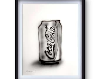 Aleph Original Coca Cola 14x11 Airbrush Expressionist Painting Gallery Paper